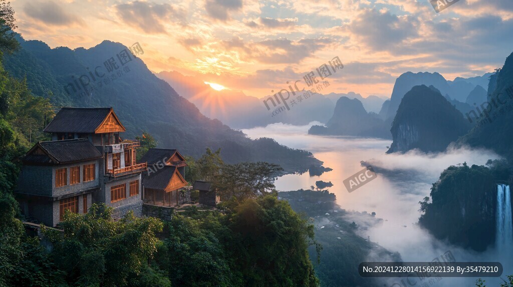 廣西都康鄉(xiāng)全景日出