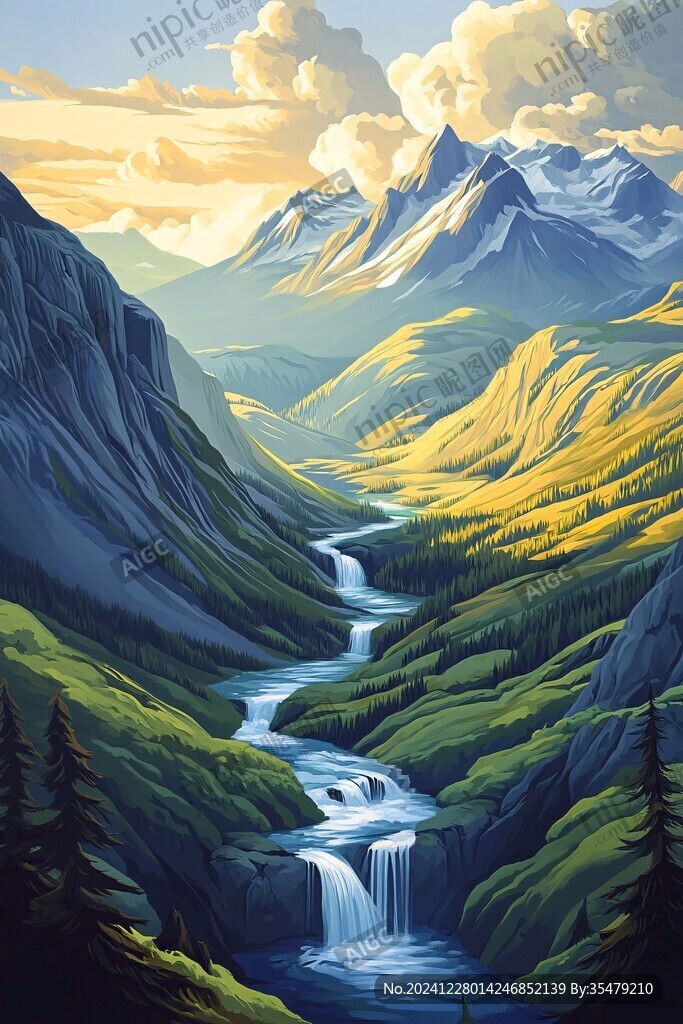 山川河流插畫