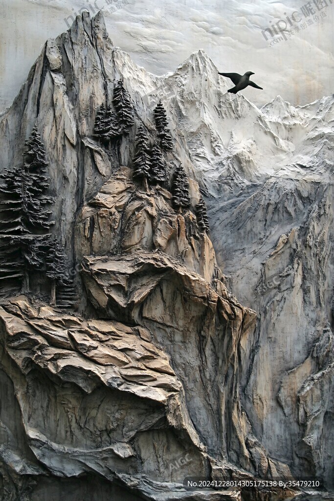 3d懸崖山脈立體畫