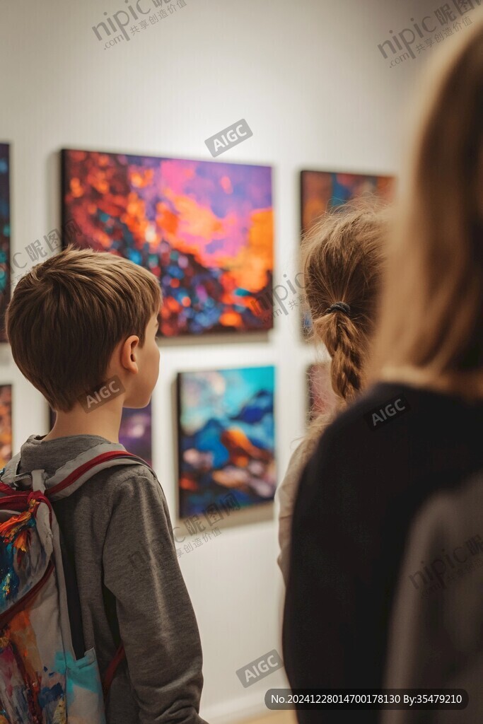 看畫展的男孩