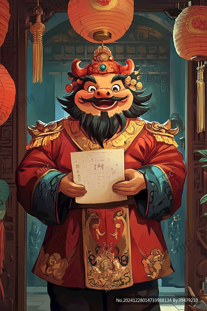 財神爺拿春聯(lián)
