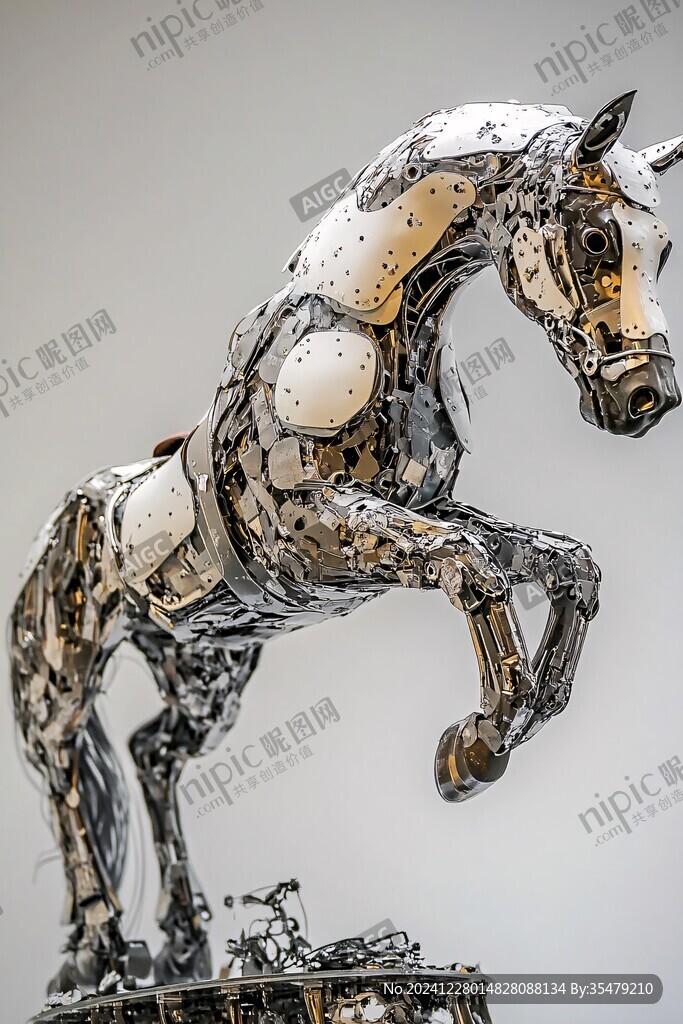 創(chuàng)意插畫(huà)金屬駿馬