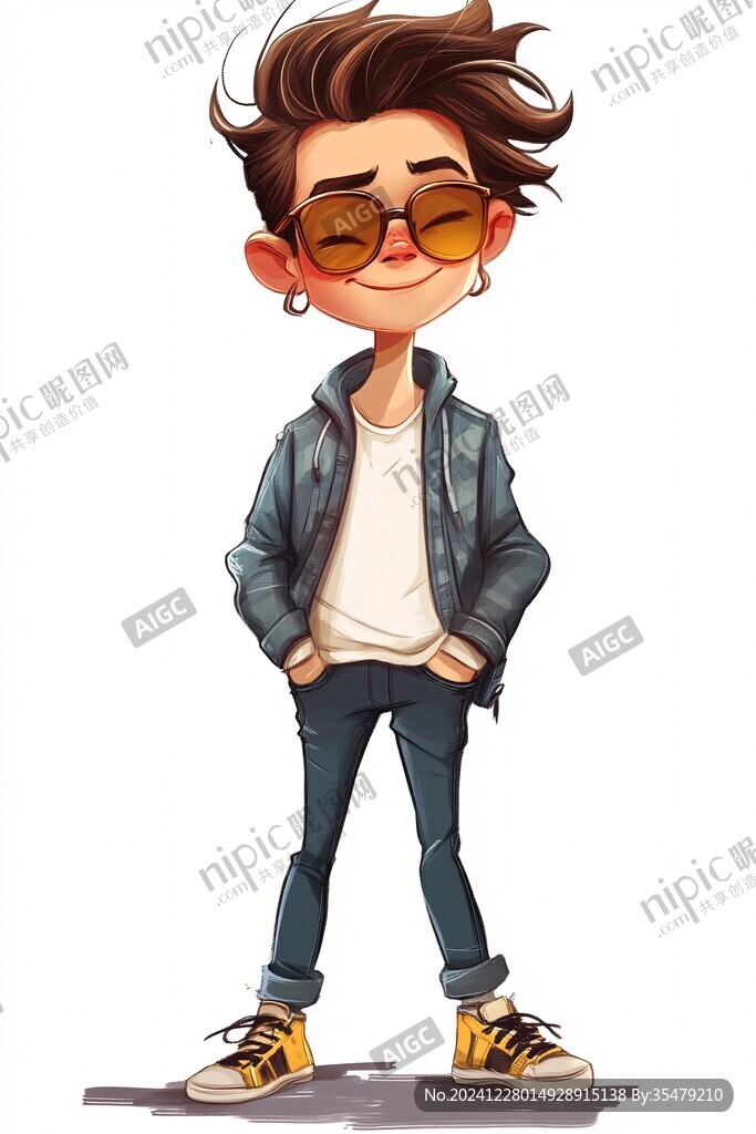 帥氣的卡通小男孩