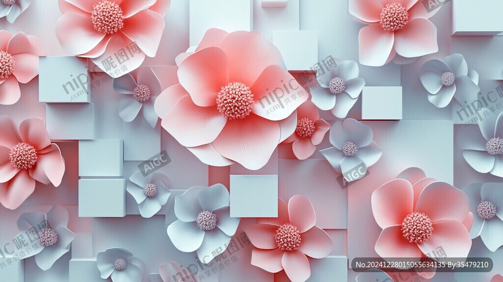 3d立體花壁紙