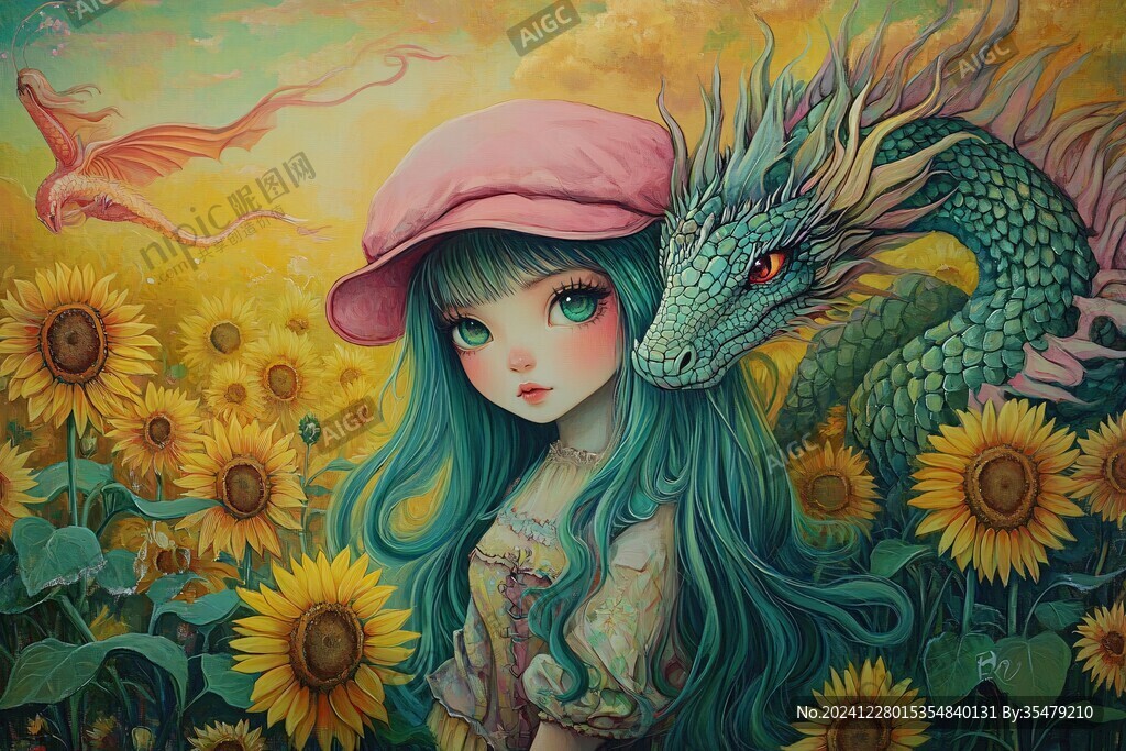 龍年小女孩插畫