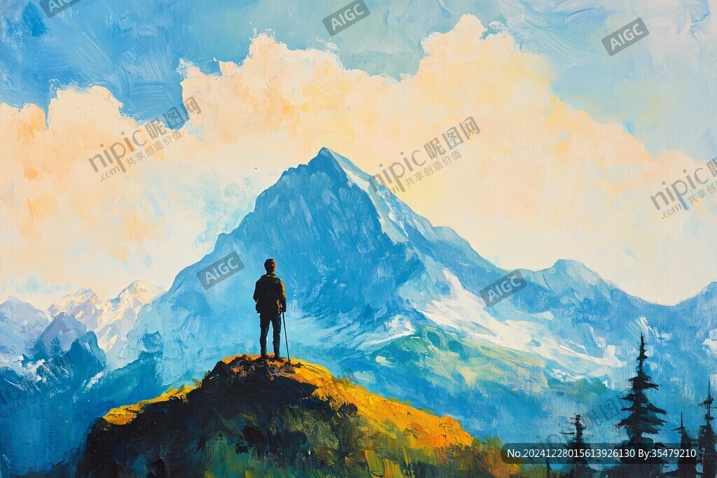 站在山峰的人