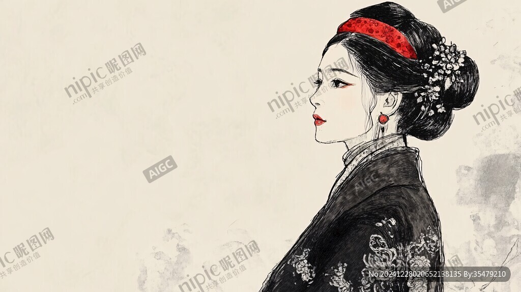 清朝美人插畫