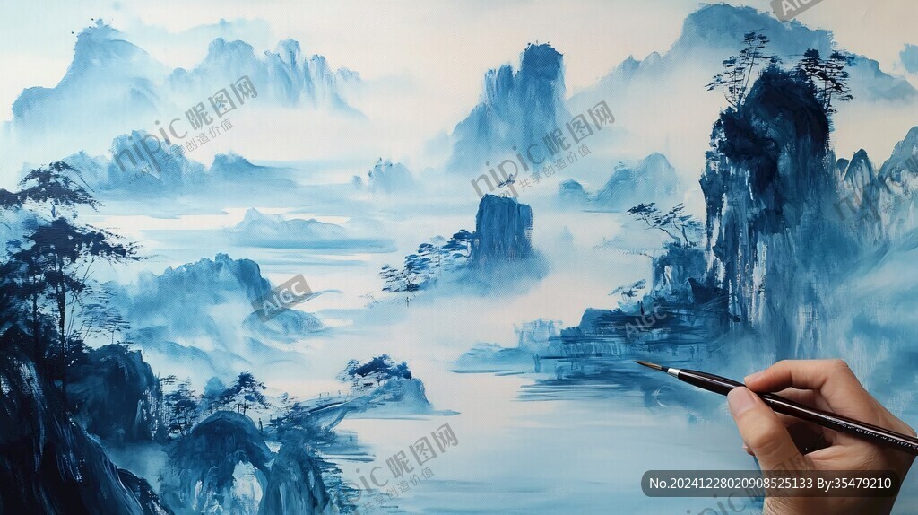 畫巨幅山水風景