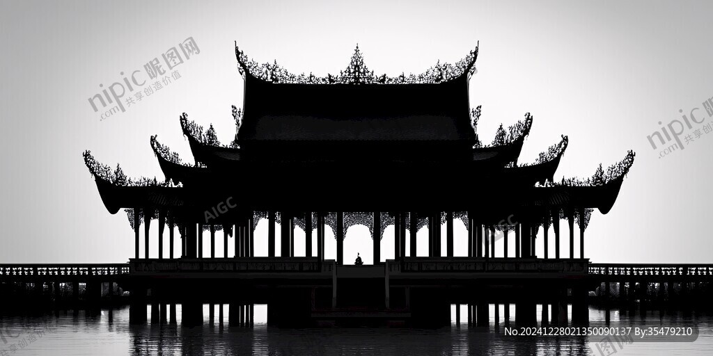 中式建筑單色
