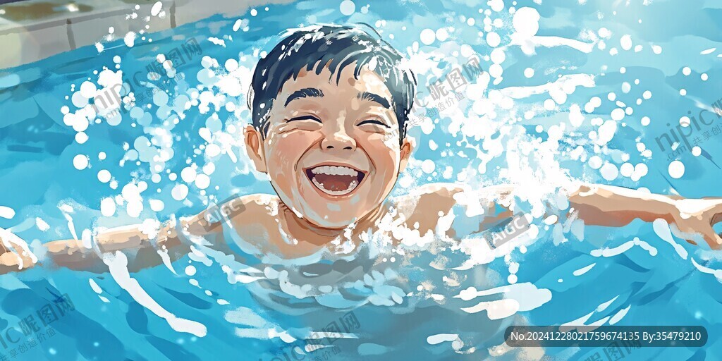 兒童游泳插畫