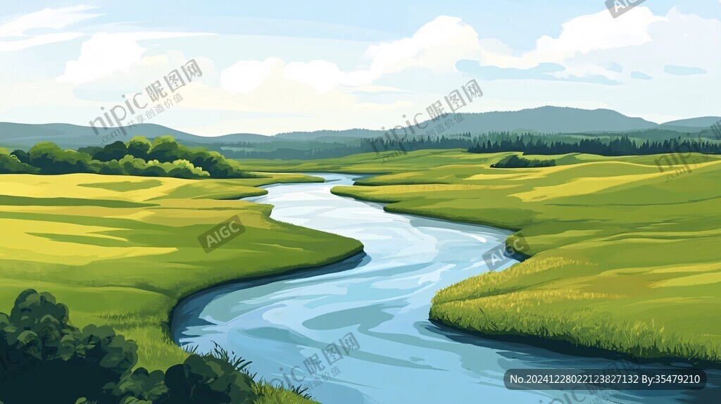 河流插畫