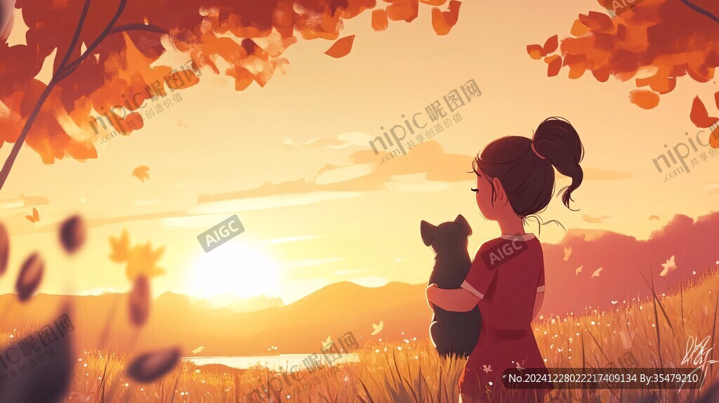 秋天治愈插畫
