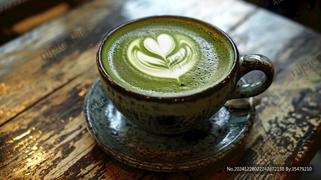 抹茶拉花咖啡