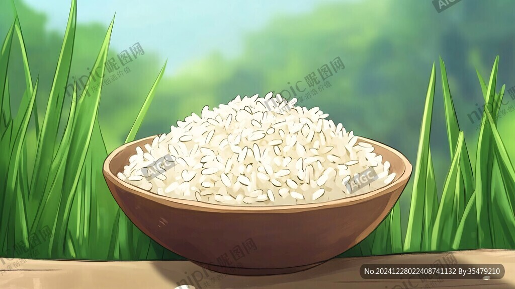 米飯手繪插畫