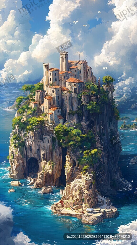 3d云海懸浮小島