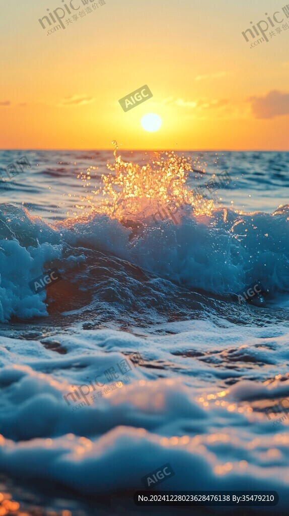 海浪浪花日出日落