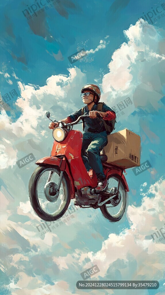 騎摩托的快遞員
