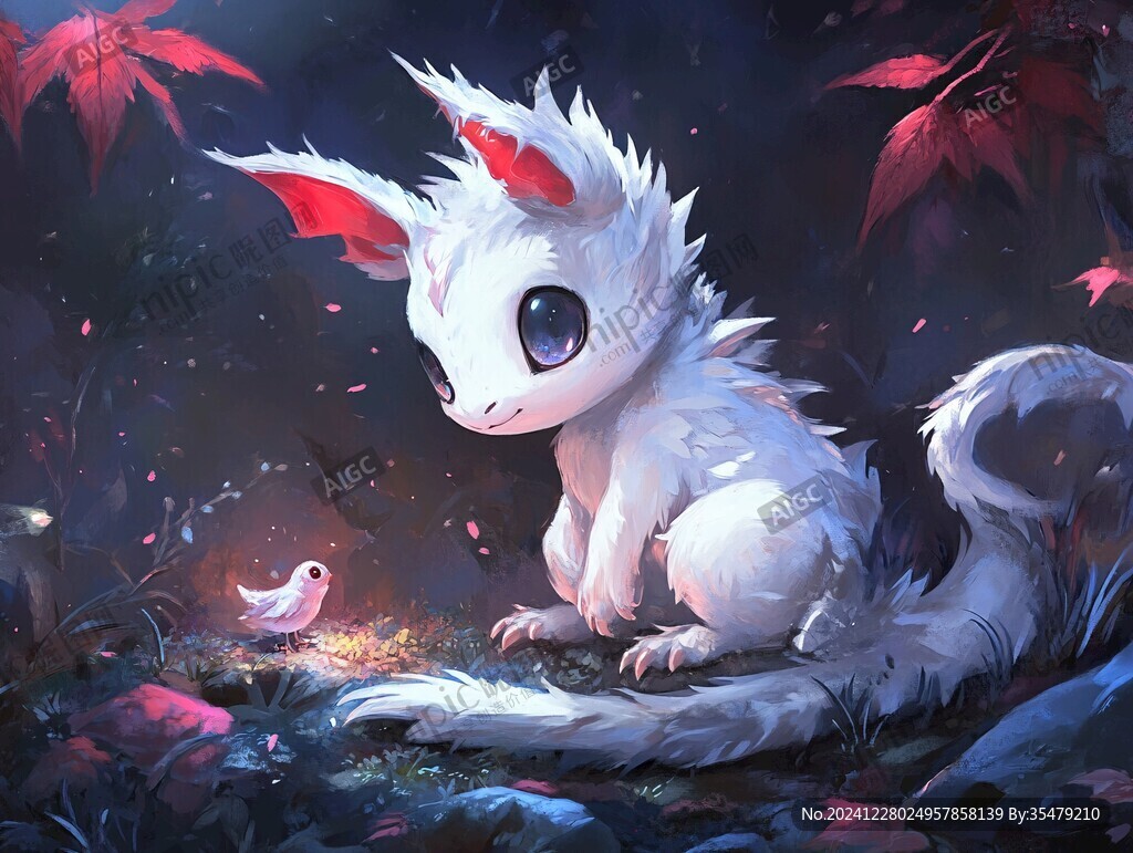九尾白狐插畫