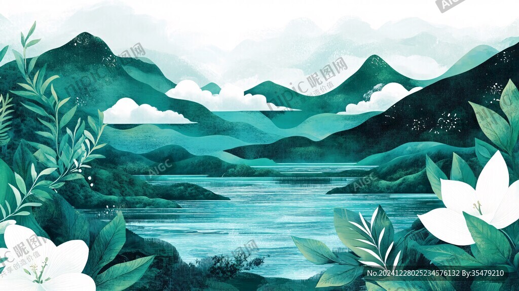 山水包裝插畫