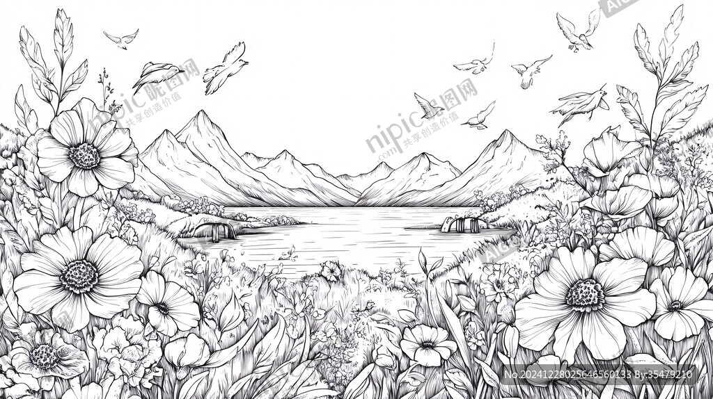 新西蘭插畫線稿線描