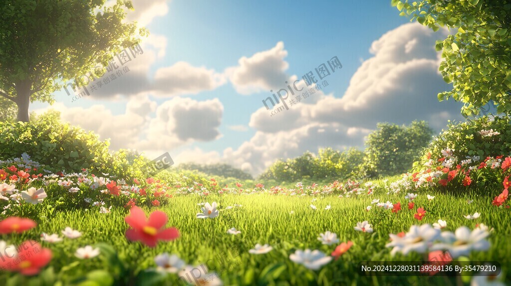 唯美夢幻花田場景