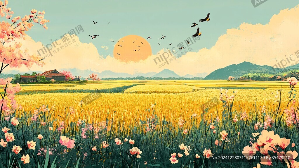 唯美花田場景