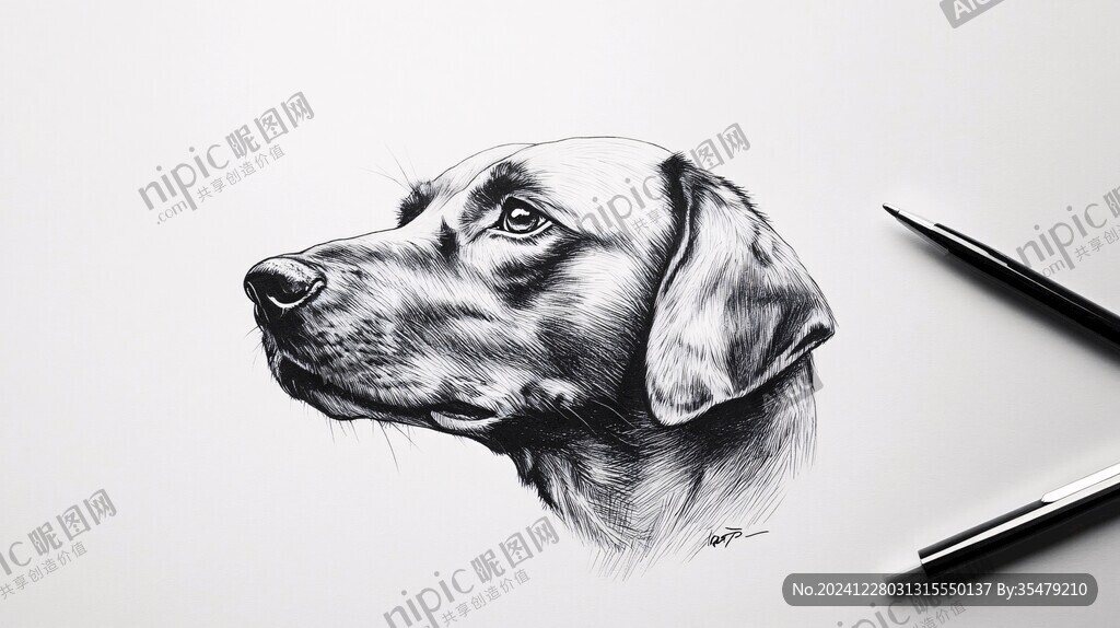 手繪素描狗狗