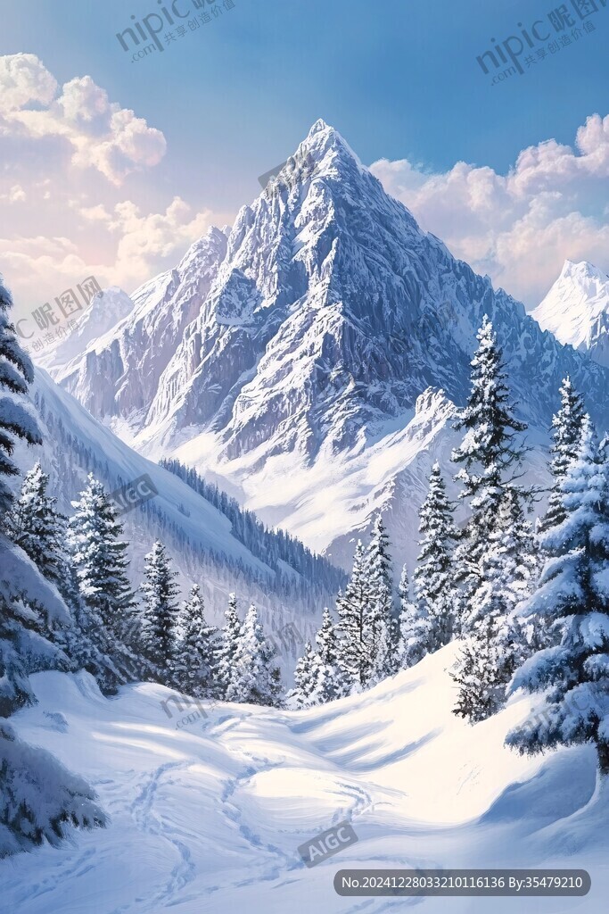 雪山風(fēng)景畫(huà)