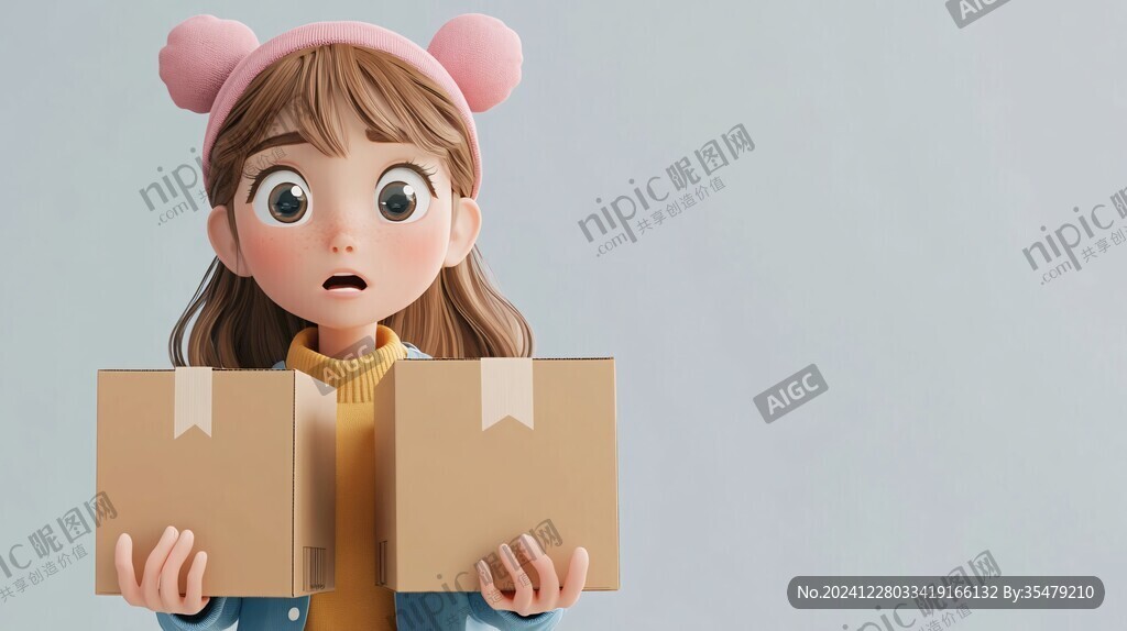 女孩包裝盒插畫