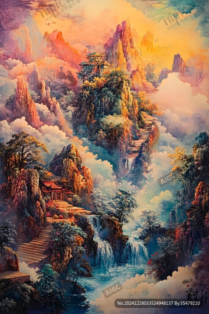 立體畫云海