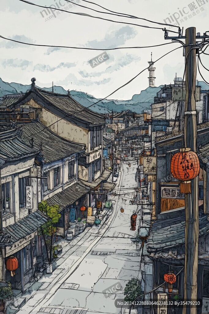日韓復(fù)古街景