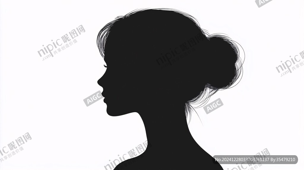 美女側臉剪影