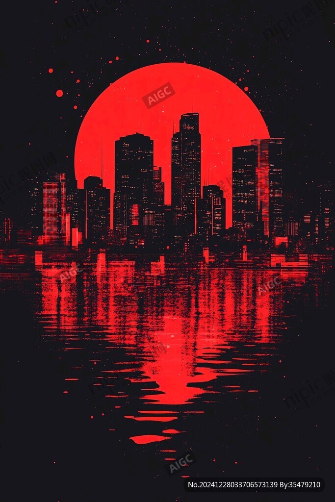 月光下的城市插畫