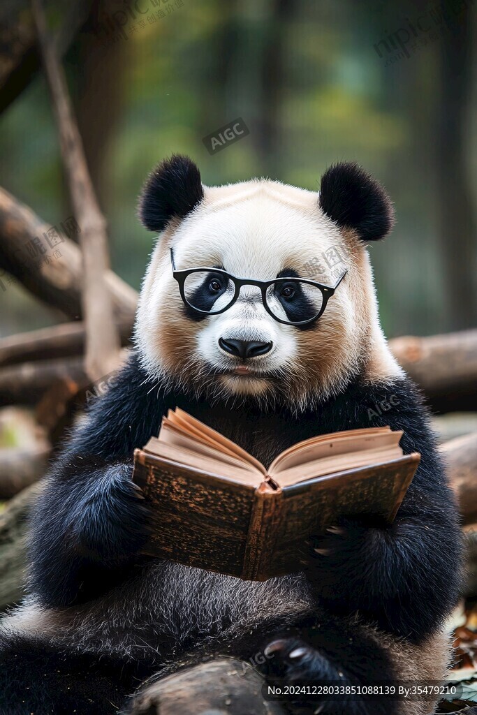 看書的小熊貓