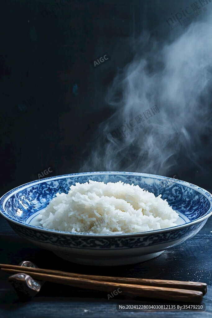 冒著熱氣的米飯