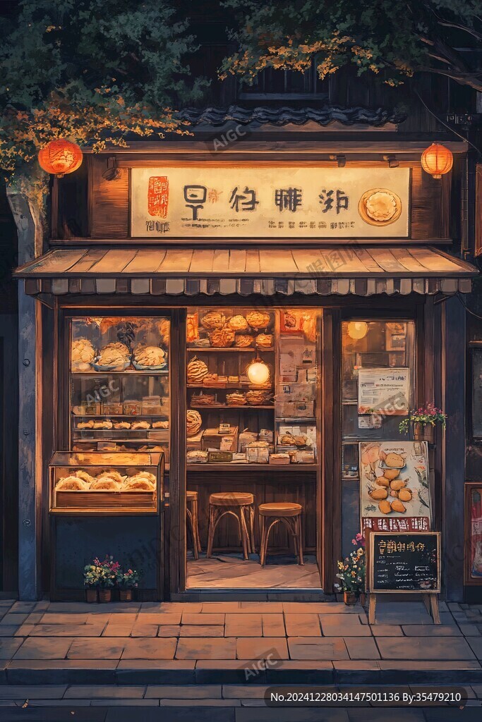 糕點鋪插畫