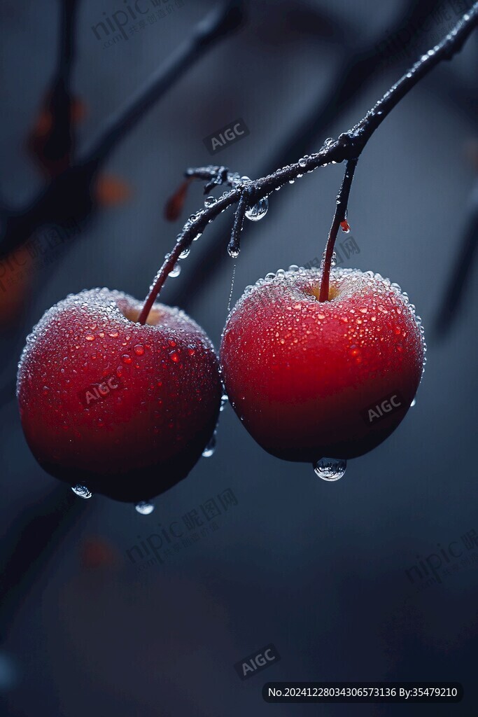 雪映紅果