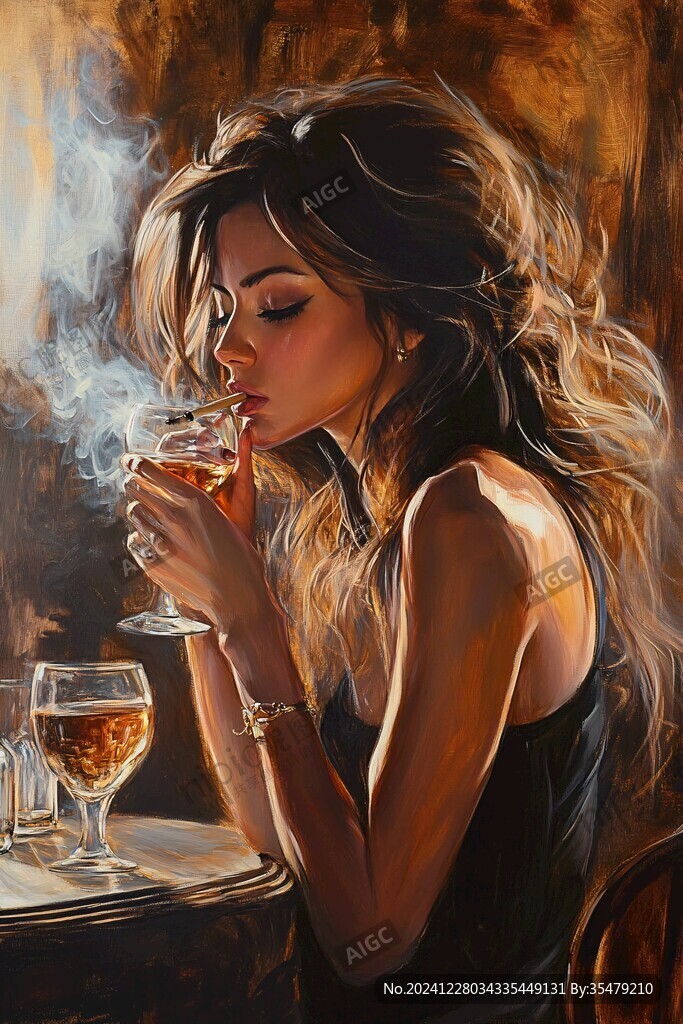 紅酒女人插畫