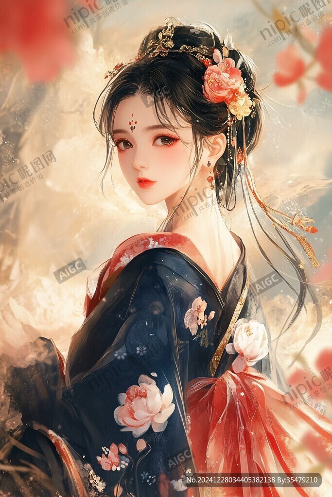 古風(fēng)美女頭像插畫封面