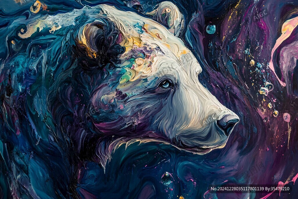 彩繪極地狼流行抽象畫