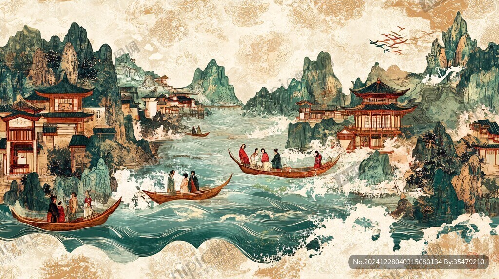 山水包裝插畫