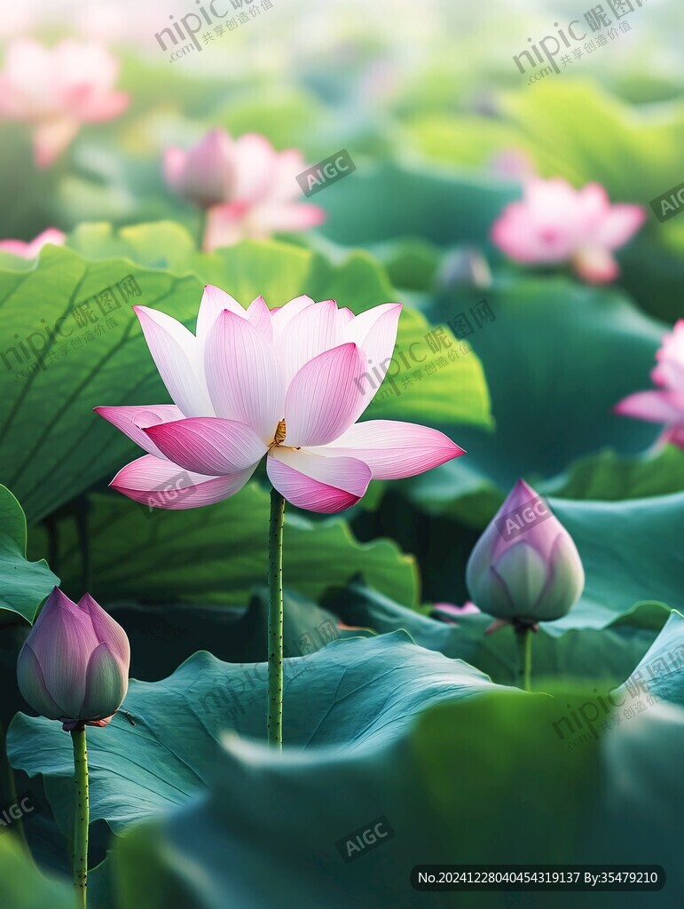 荷花豎圖
