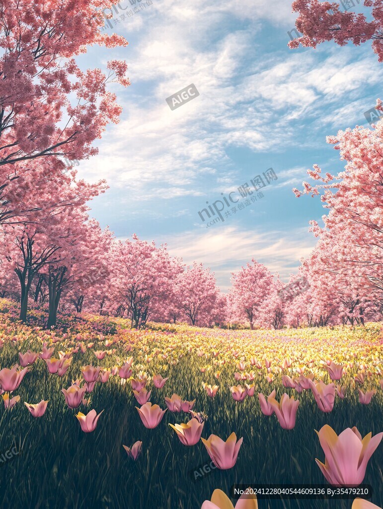 唯美夢幻花田場景