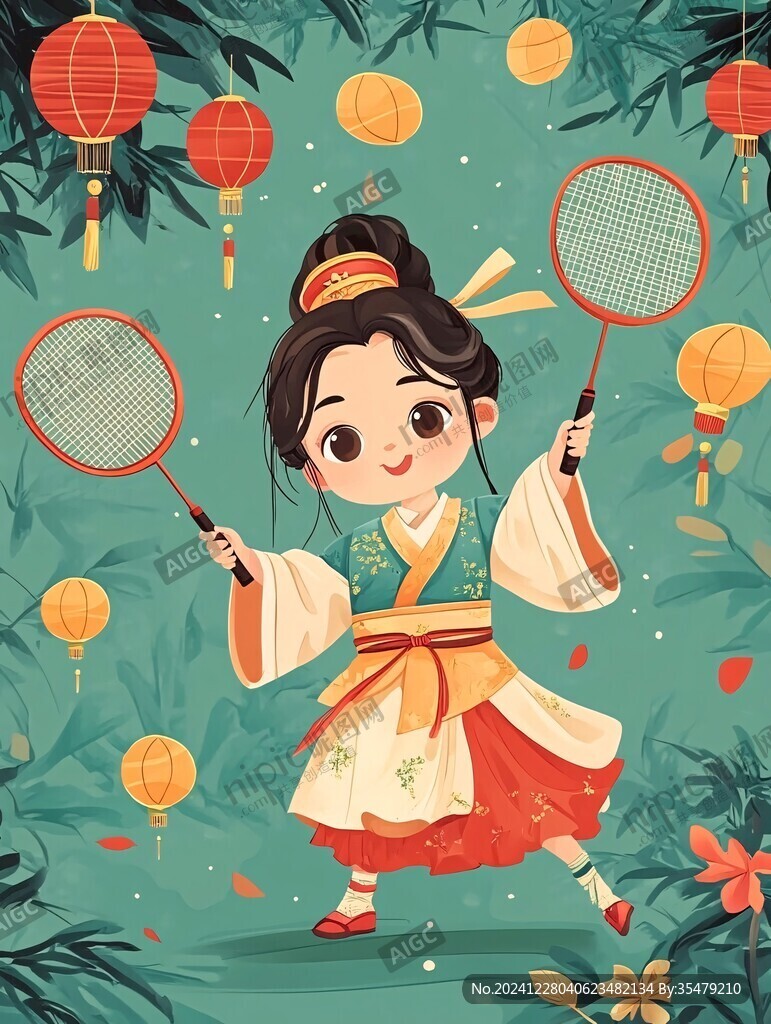 執(zhí)燈籠的美女