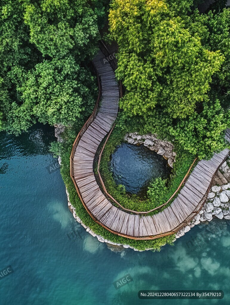 湖邊圓形棧道