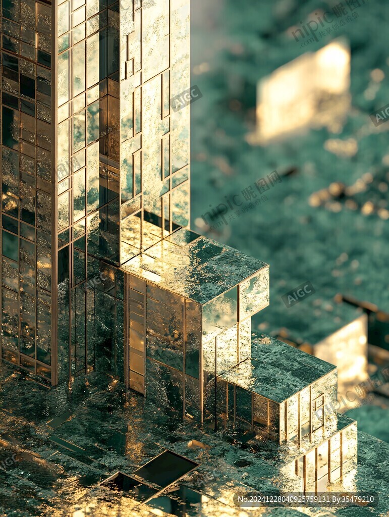 3d玻璃金屬材質(zhì)建筑