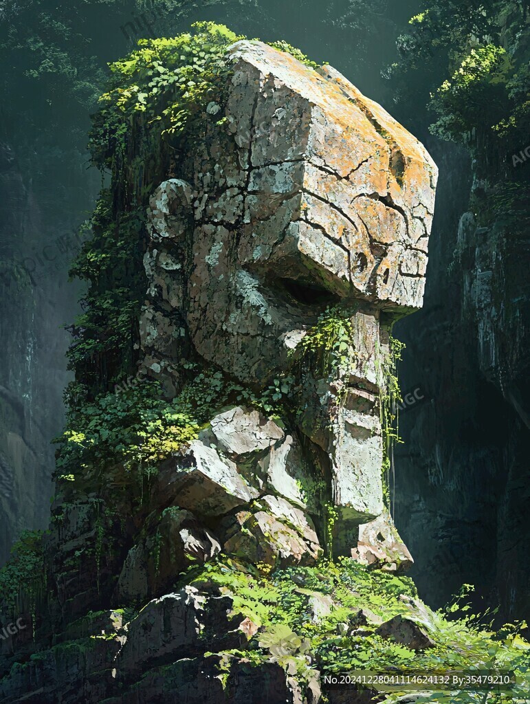 藤蔓植物大石頭