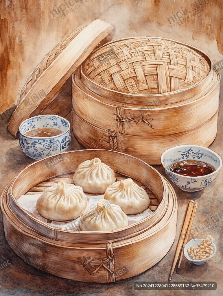 美味小籠包裝飾畫