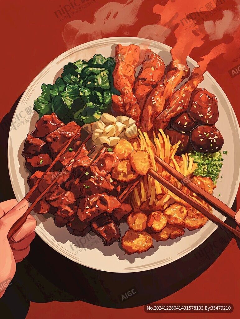 鹵水拼盤(pán)插畫(huà)