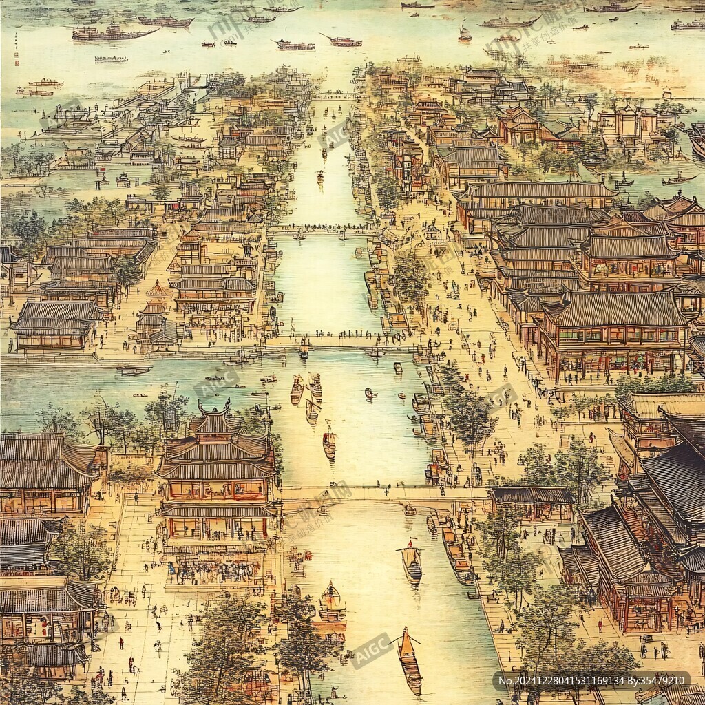 大運(yùn)河繁華集市場(chǎng)景